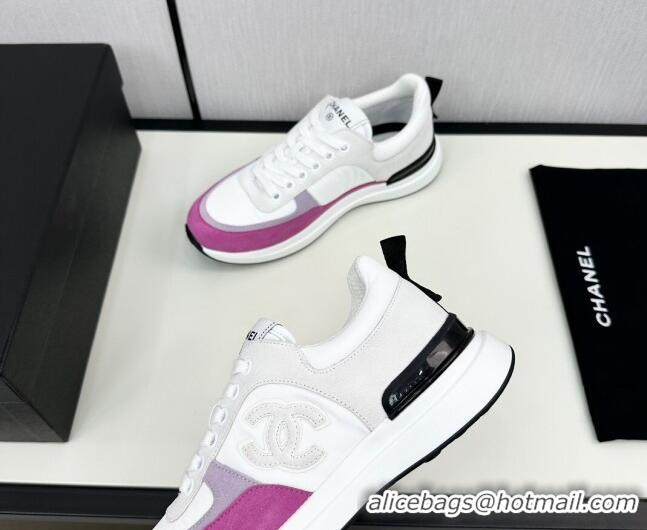 Stylish Chanel Fabric & Suede Sneakers White/Purple 7230048