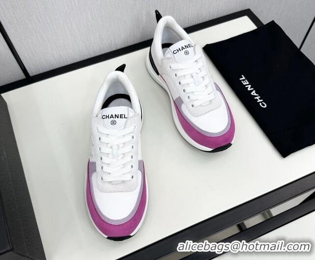 Stylish Chanel Fabric & Suede Sneakers White/Purple 7230048