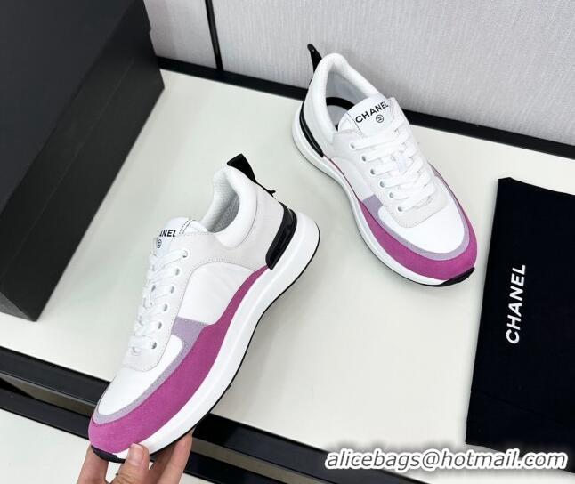 Stylish Chanel Fabric & Suede Sneakers White/Purple 7230048