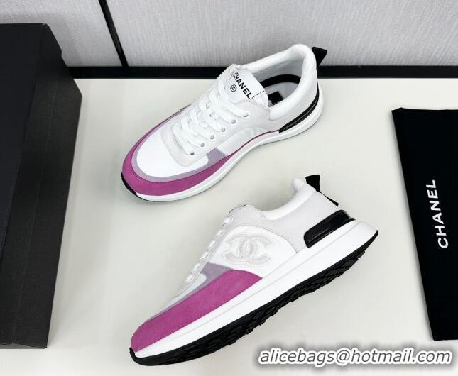 Stylish Chanel Fabric & Suede Sneakers White/Purple 7230048