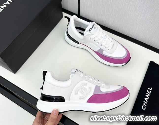 Stylish Chanel Fabric & Suede Sneakers White/Purple 7230048