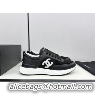 Pretty Style Chanel Mesh & Grained Calfskin Sneakers Black 7230049