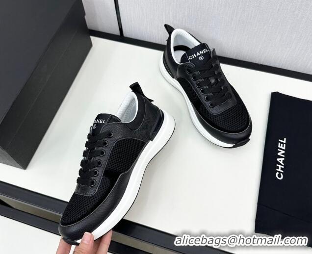 Pretty Style Chanel Mesh & Grained Calfskin Sneakers Black 7230049