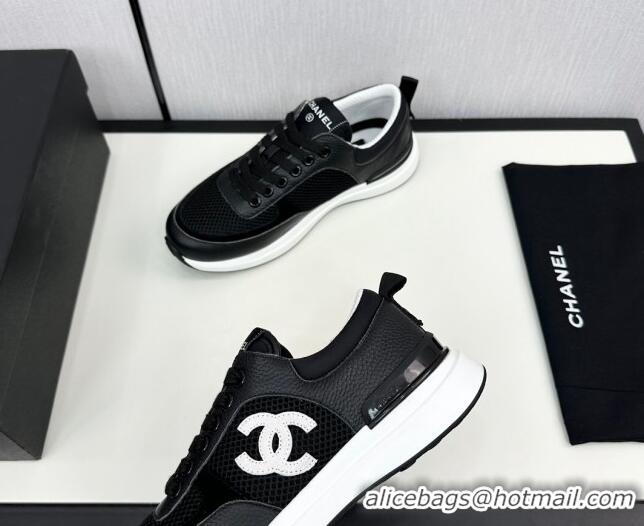 Pretty Style Chanel Mesh & Grained Calfskin Sneakers Black 7230049