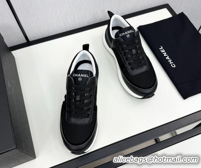 Pretty Style Chanel Mesh & Grained Calfskin Sneakers Black 7230049