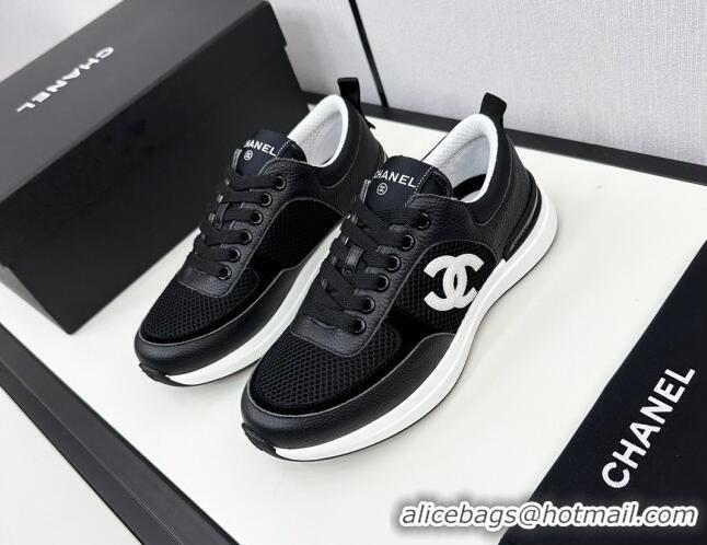 Pretty Style Chanel Mesh & Grained Calfskin Sneakers Black 7230049