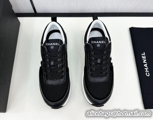 Pretty Style Chanel Mesh & Grained Calfskin Sneakers Black 7230049