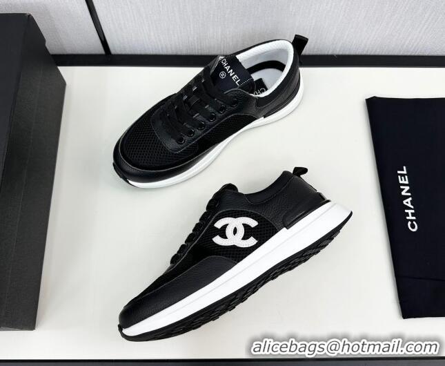 Pretty Style Chanel Mesh & Grained Calfskin Sneakers Black 7230049