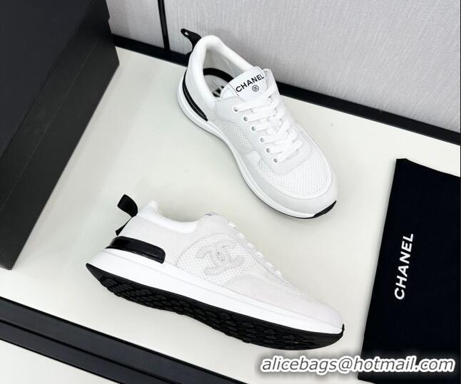 1:1 aaaaa Chanel Mesh & Suede Sneakers White 7230050