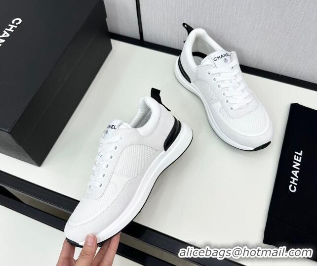 1:1 aaaaa Chanel Mesh & Suede Sneakers White 7230050