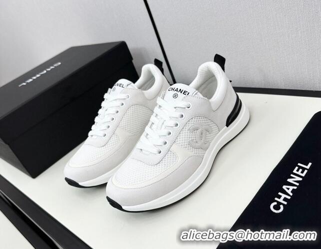 1:1 aaaaa Chanel Mesh & Suede Sneakers White 7230050