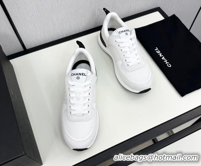 1:1 aaaaa Chanel Mesh & Suede Sneakers White 7230050