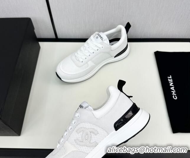 1:1 aaaaa Chanel Mesh & Suede Sneakers White 7230050