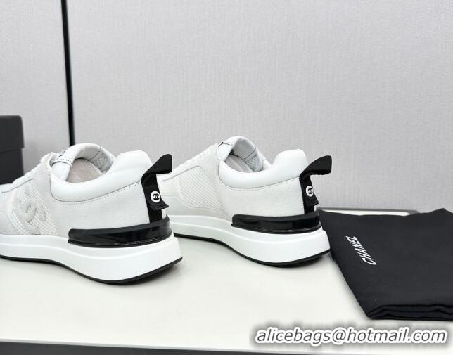 1:1 aaaaa Chanel Mesh & Suede Sneakers White 7230050