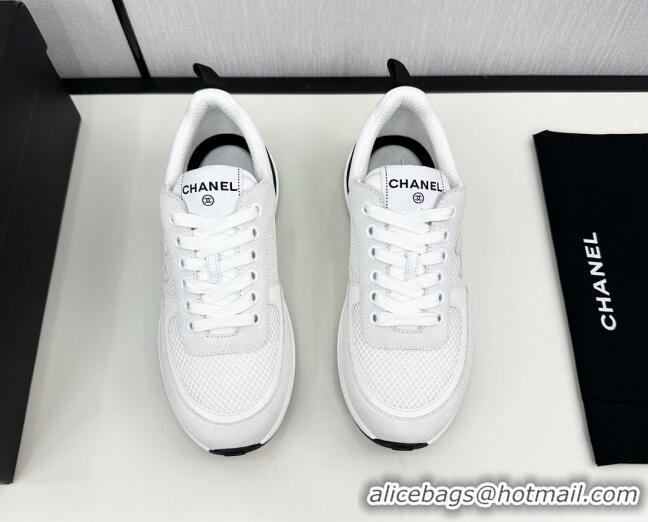 1:1 aaaaa Chanel Mesh & Suede Sneakers White 7230050