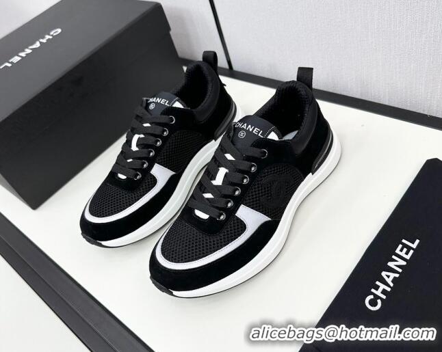 Grade Quality Chanel Mesh & Suede Sneakers Black/White 7230051