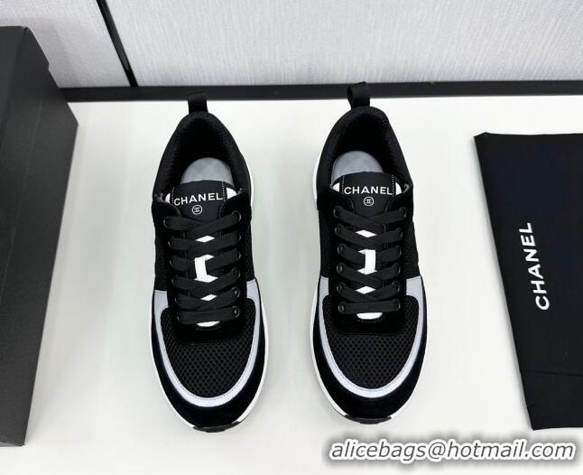 Grade Quality Chanel Mesh & Suede Sneakers Black/White 7230051