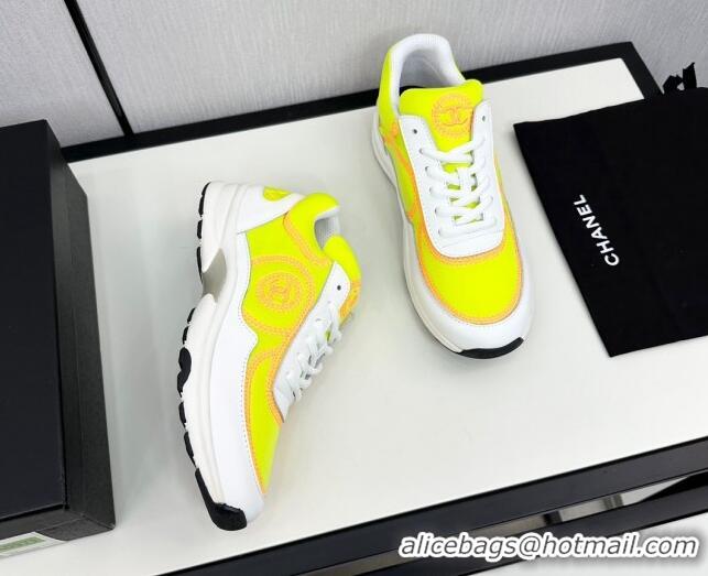 Buy Luxury Chanel Fabric & Leather Sneakers with Stitching Yellow 7230054