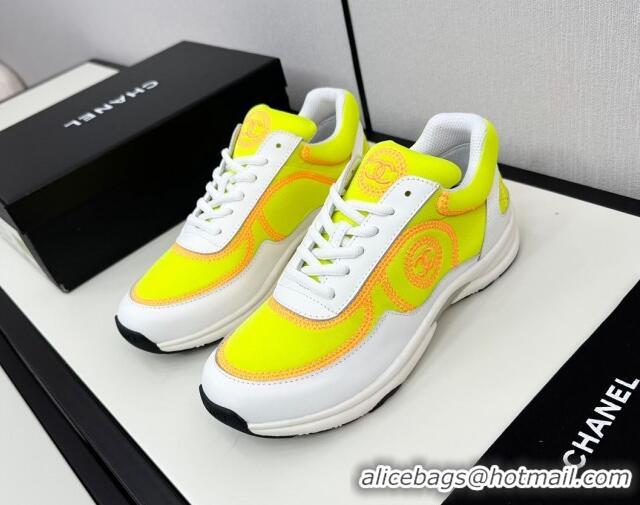 Buy Luxury Chanel Fabric & Leather Sneakers with Stitching Yellow 7230054