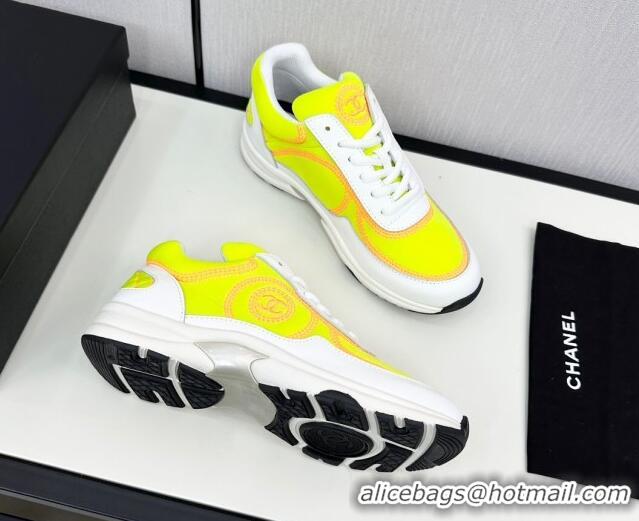 Buy Luxury Chanel Fabric & Leather Sneakers with Stitching Yellow 7230054