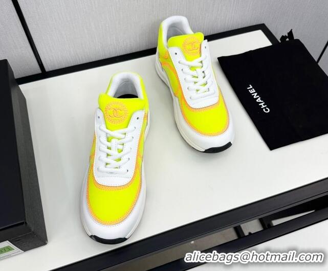 Buy Luxury Chanel Fabric & Leather Sneakers with Stitching Yellow 7230054