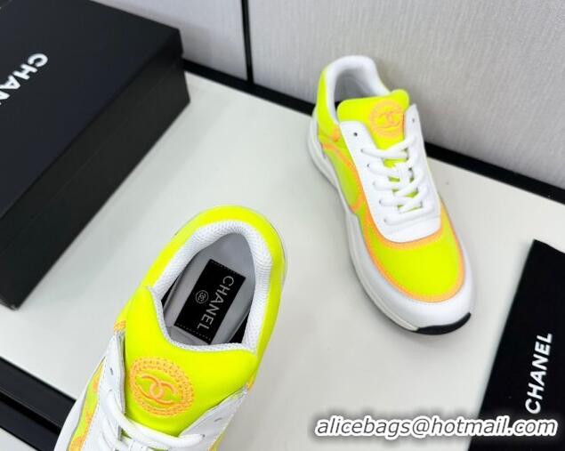 Buy Luxury Chanel Fabric & Leather Sneakers with Stitching Yellow 7230054