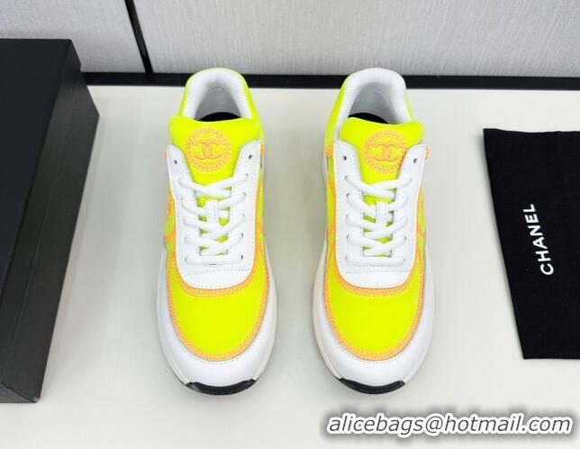 Buy Luxury Chanel Fabric & Leather Sneakers with Stitching Yellow 7230054