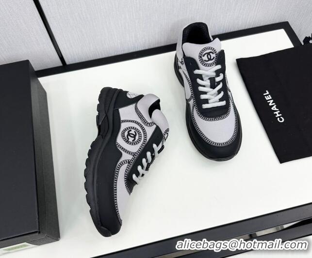 Purchase Chanel Fabric & Leather Sneakers with Stitching Grey 7230057