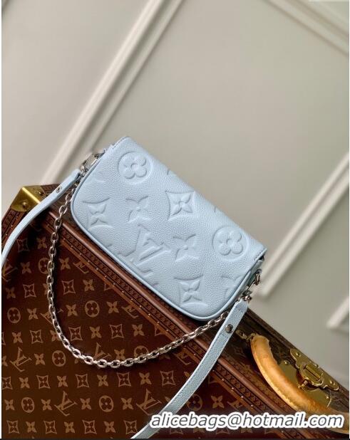 Low Price Louis Vuitton Wallet On Chain Ivy in Grained Monogram Leather M83637 Blue Washed 2024