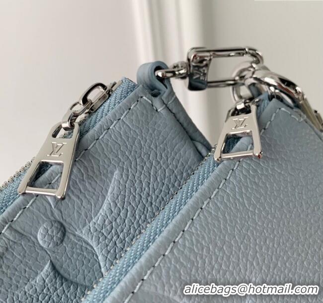 Famous Brand Louis Vuitton Multi Pochette Accessoires in Grained Monogram Leather M47173 Blue Washed 2024