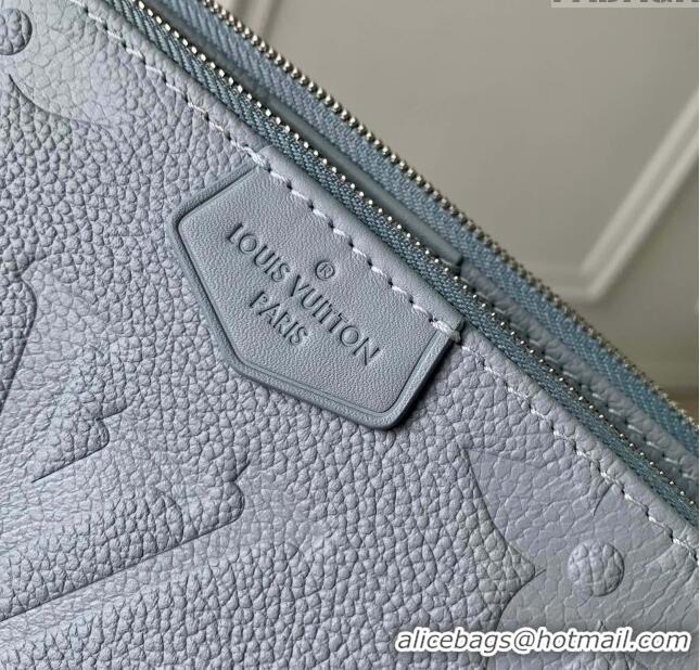 Famous Brand Louis Vuitton Multi Pochette Accessoires in Grained Monogram Leather M47173 Blue Washed 2024