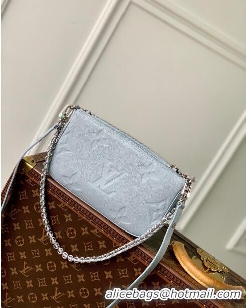 Famous Brand Louis Vuitton Multi Pochette Accessoires in Grained Monogram Leather M47173 Blue Washed 2024