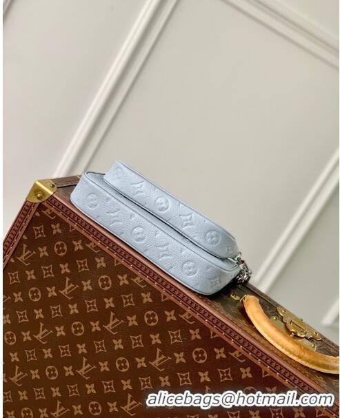 Famous Brand Louis Vuitton Multi Pochette Accessoires in Grained Monogram Leather M47173 Blue Washed 2024