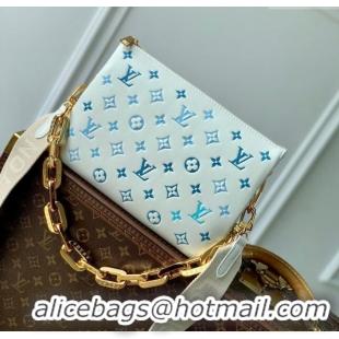 Best Price Louis Vuitton Coussin PM Bag in Monogram Lambskin M11225 White/Blue 2024