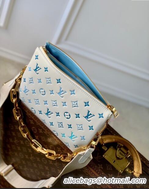 Best Price Louis Vuitton Coussin PM Bag in Monogram Lambskin M11225 White/Blue 2024