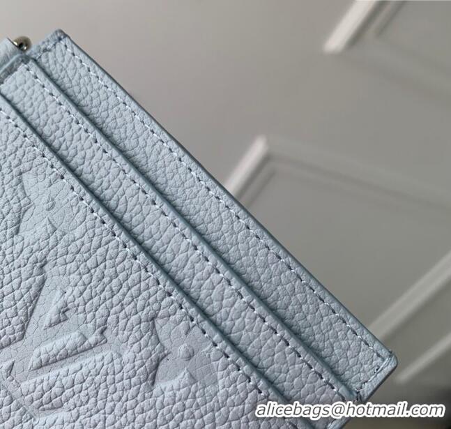 Top Quality Louis Vuitton Rosalie Coin Purse Wallet in Grained Monogram Leather M83641 Blue Washed 2024