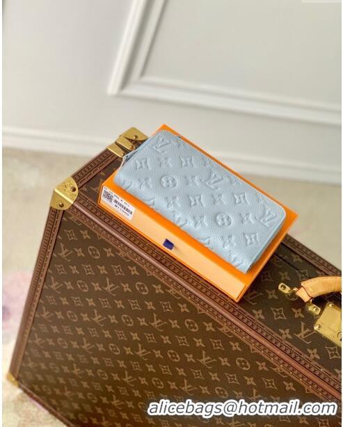 Inexpensive Louis Vuitton Zippy Wallet in Monogram Empreinte Leather M11969 Blue Washed 2024 