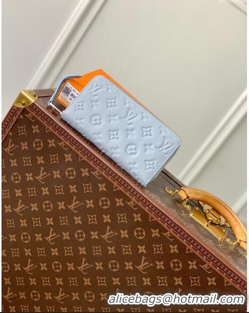 Inexpensive Louis Vuitton Zippy Wallet in Monogram Empreinte Leather M11969 Blue Washed 2024 