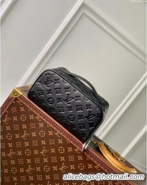 Top Quality Louis Vuitton Toiletry Bag in Grained Monogram Leather M77150 Black 2024