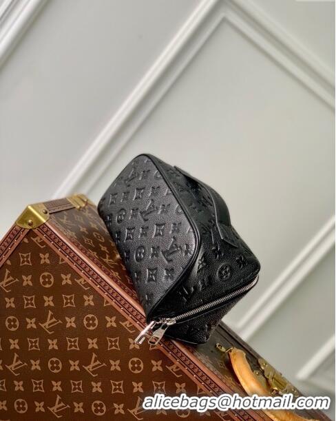 Top Quality Louis Vuitton Toiletry Bag in Grained Monogram Leather M77150 Black 2024