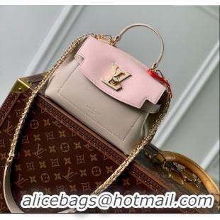 Best Price Louis Vuitton LockMe Ever Mini Bag in Grained Calf Leather M23442 Beige/Pink 2024