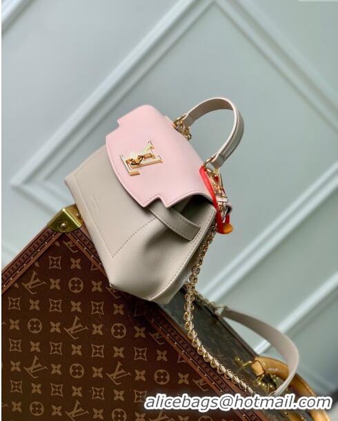 Best Price Louis Vuitton LockMe Ever Mini Bag in Grained Calf Leather M23442 Beige/Pink 2024