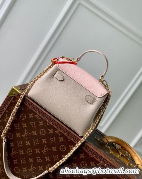 Best Price Louis Vuitton LockMe Ever Mini Bag in Grained Calf Leather M23442 Beige/Pink 2024