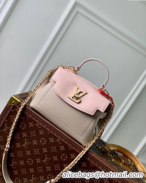 Best Price Louis Vuitton LockMe Ever Mini Bag in Grained Calf Leather M23442 Beige/Pink 2024