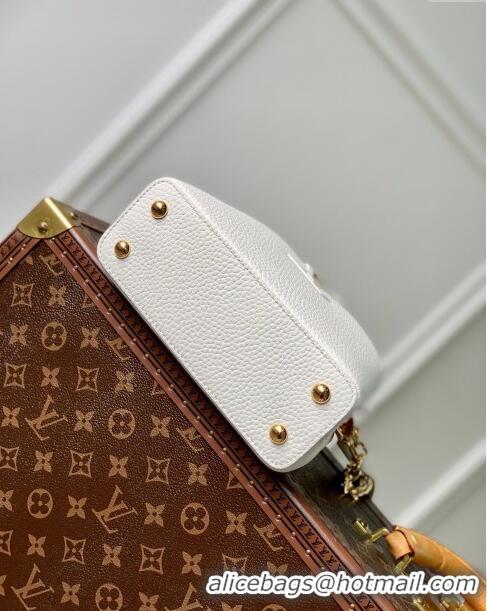 Promotional Louis Vuitton Capucines Mini Bag with Flower Chain in Taurillon Leather M20708 White/Pink 2024