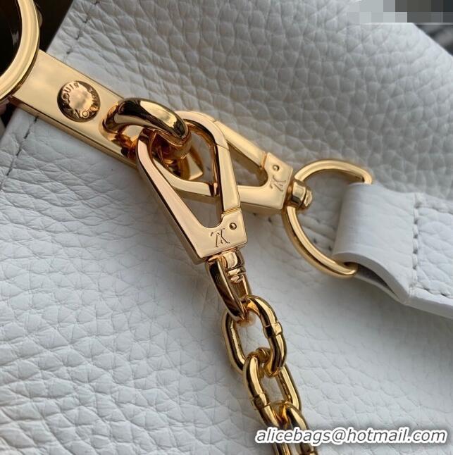 Super Quality Louis Vuitton Capucines BB Bag with Flower Chain in Taurillon Leather M20708 White/Pink 2024