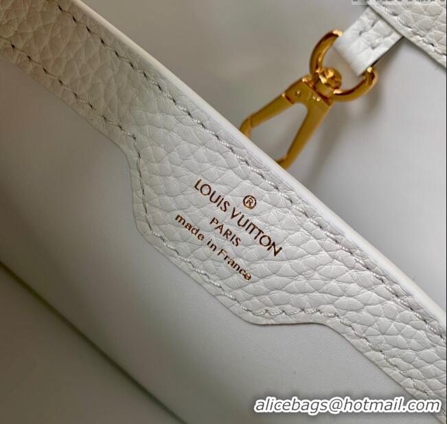 Super Quality Louis Vuitton Capucines BB Bag with Flower Chain in Taurillon Leather M20708 White/Pink 2024