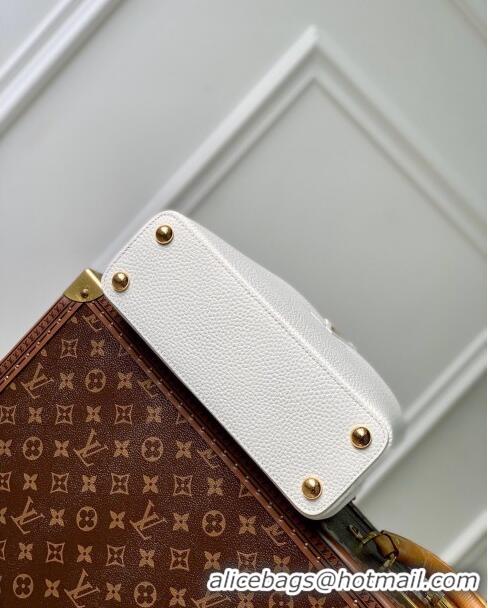 Super Quality Louis Vuitton Capucines BB Bag with Flower Chain in Taurillon Leather M20708 White/Pink 2024