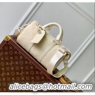 Buy Promotional Louis Vuitton Keepall Bandouliere 25 Bag in Grained Monogram Leather M24434 Beige 2024