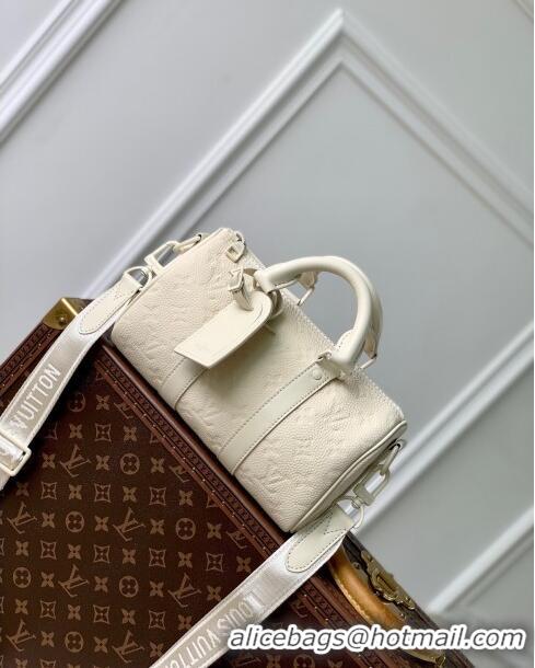 Buy Promotional Louis Vuitton Keepall Bandouliere 25 Bag in Grained Monogram Leather M24434 Beige 2024